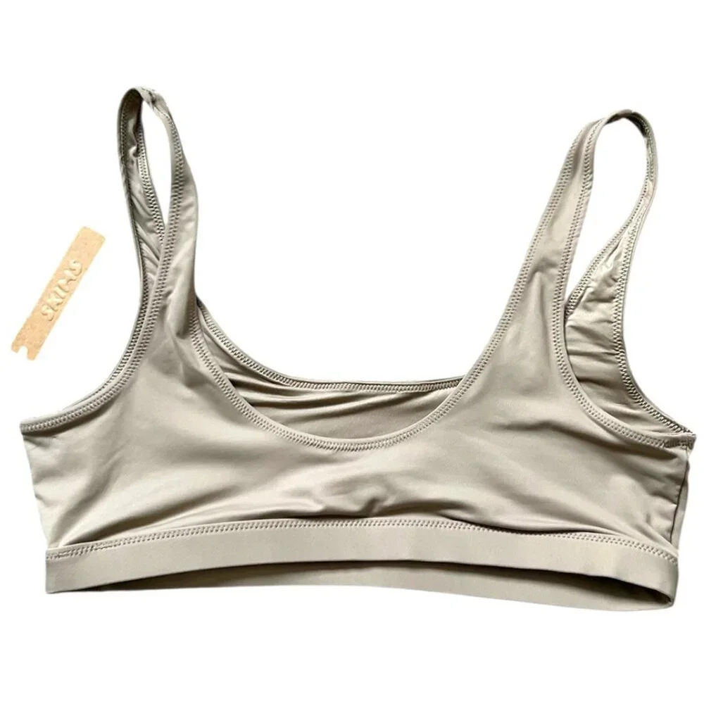 SKIMS NEW Recycled Swim Tank Bikini Top & Mid Waist Bottom In Desert Size L/XL